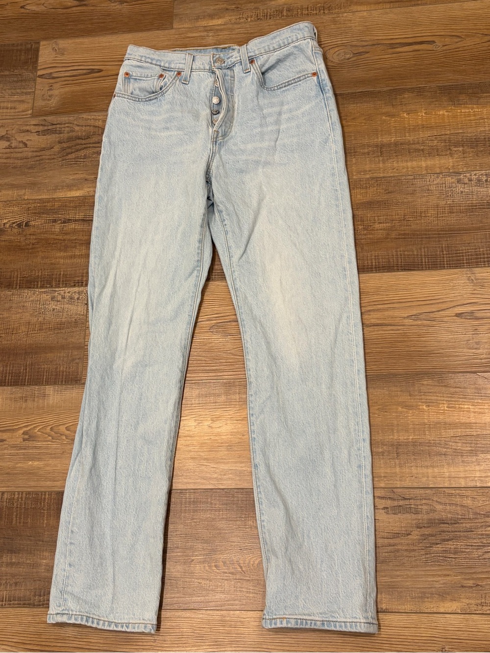 Levi's premium 501 Light Wash Blue Straight Leg Jeans button fly 29”/31L